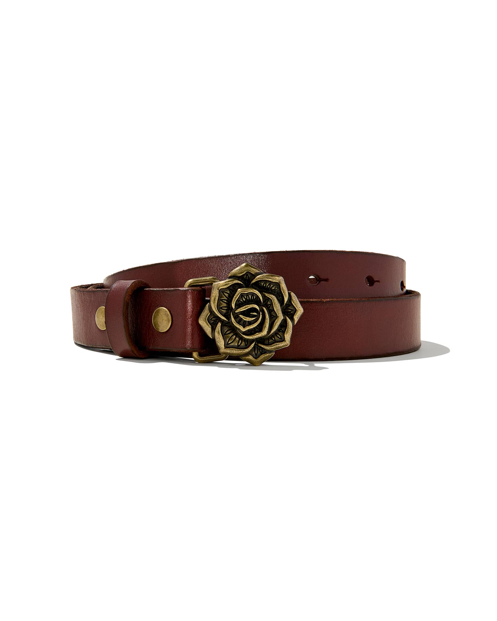 Kendra Scott Rose Buckle Belt in Cognac | Leather